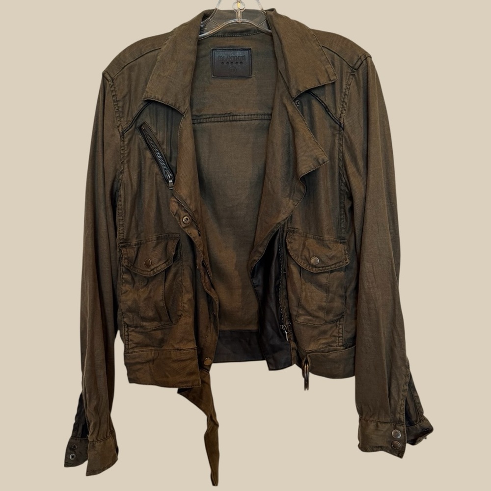 BLANKNYC Green Jacket with Faux Leather Trim Size XS